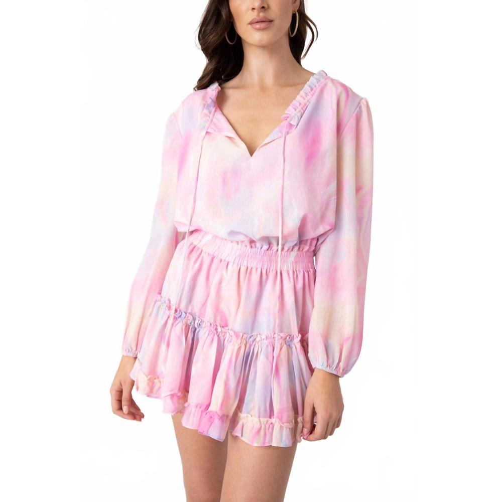 NEW SINCERELY YOURS aurora multi color mini dress in pink